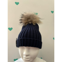 Gorro Pompon azul marino